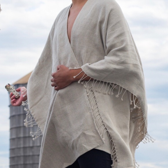 NWT flax linen poncho _ Burning Man - Picture 2 of 5